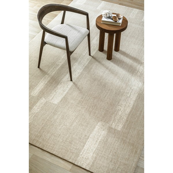 Szürkésbézs gyapjú szőnyeg 133x190 cm Agnus Brush Lines – Agnella-image-2