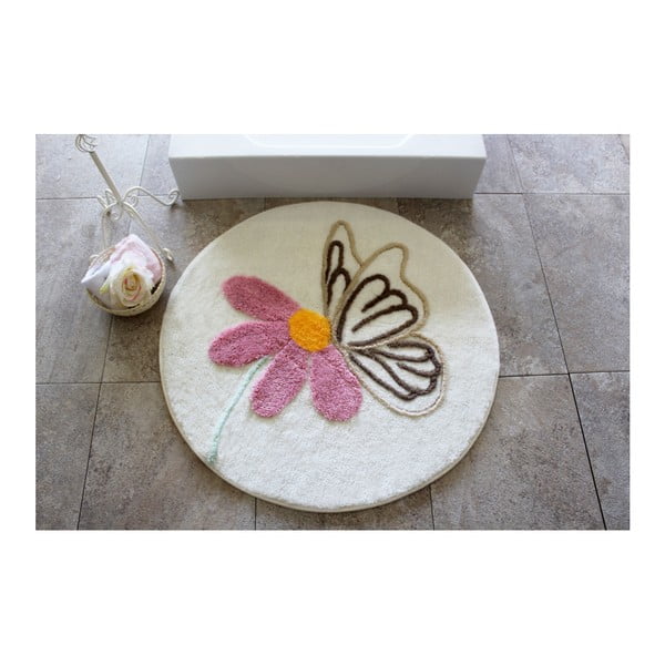 Alessia fürdőszobai szőnyeg virágos motívummal, ⌀ 90 cm