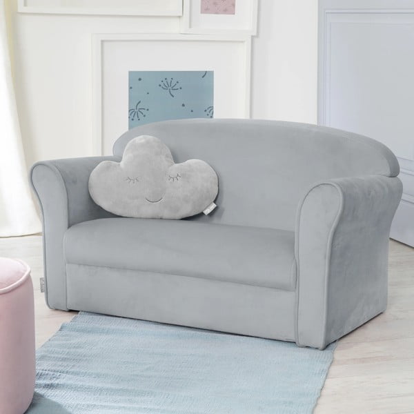 Világosszürke bársony gyerek kanapé 78 cm Lil Sofa – Roba-image-1