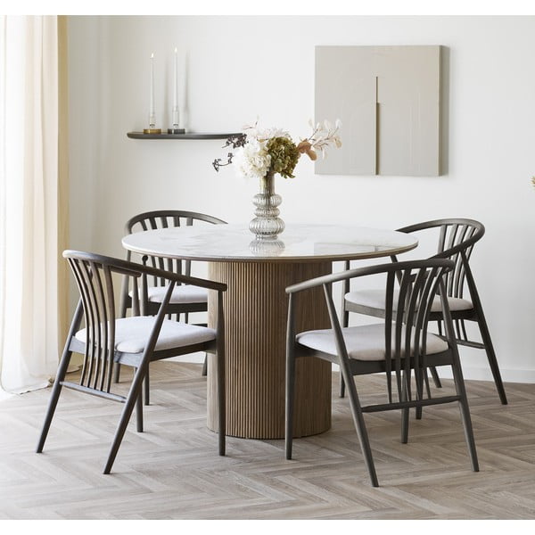 Kerek étkezőasztal márvány dekoros asztallappal ø 120 cm Athens – House Nordic-image-1