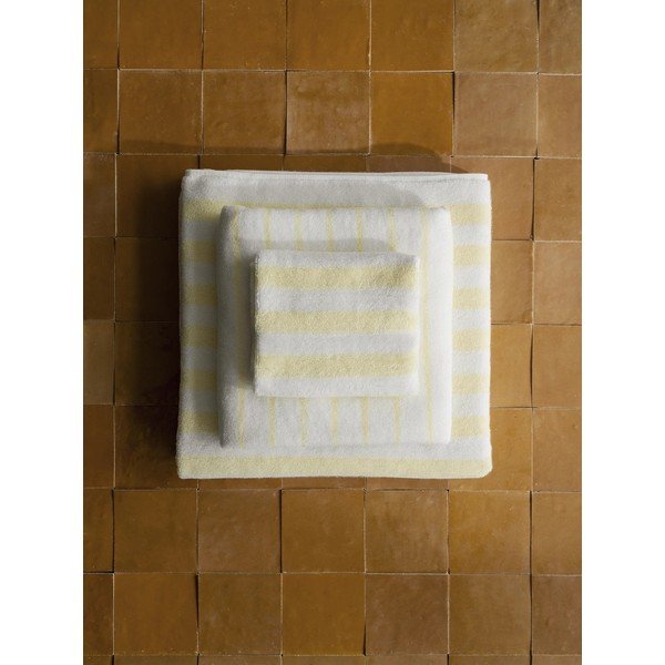 Világossárga-fehér frottír bio pamut törölköző szett 2 db-os 30x50 cm Arto – Blomus-image-1