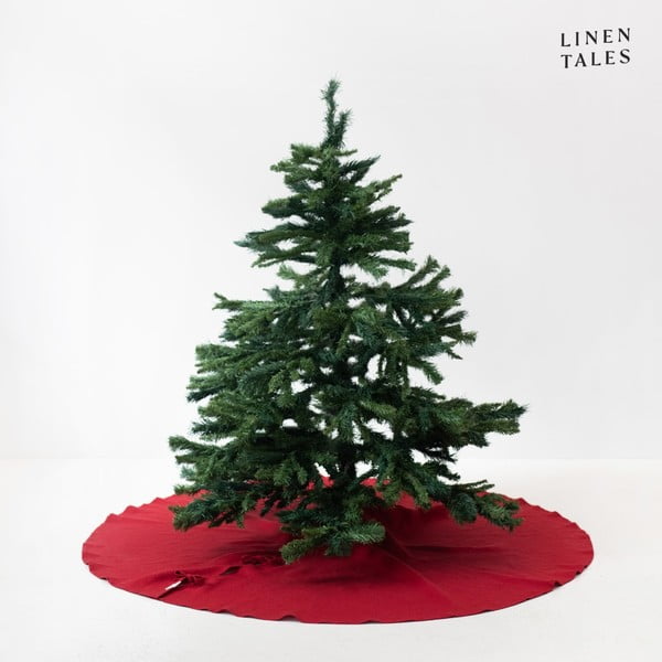 Piros kerek szőnyeg karácsonyfa alá ø 125 cm - Linen Tales