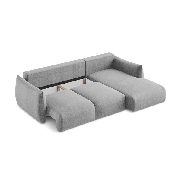 Világosszürke kinyitható sarokkanapé (jobb oldali-heverő résszel) Leila – Makamii-image-4