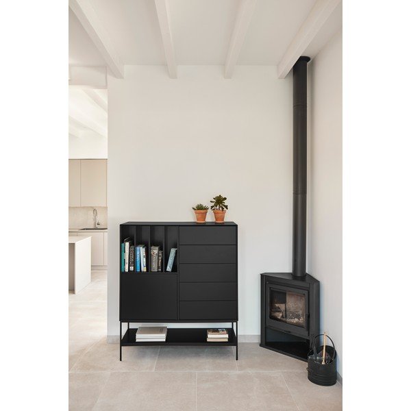 Fekete szekrény 120x140x45 cm Platt – Teulat-image-1