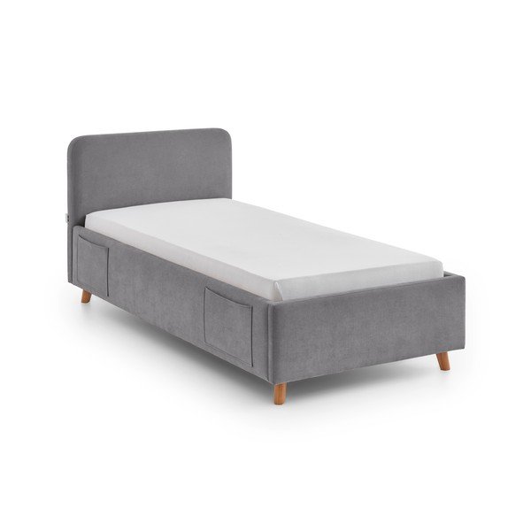 Szürke ágyneműtartós gyerekágy ágyráccsal 90x200 cm Cosy – Meise Möbel