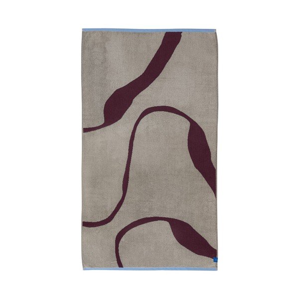Borvörös-szürkésbézs frottír bio pamut fürdőlepedő 70x133 cm Nova Arte  – Mette Ditmer Denmark