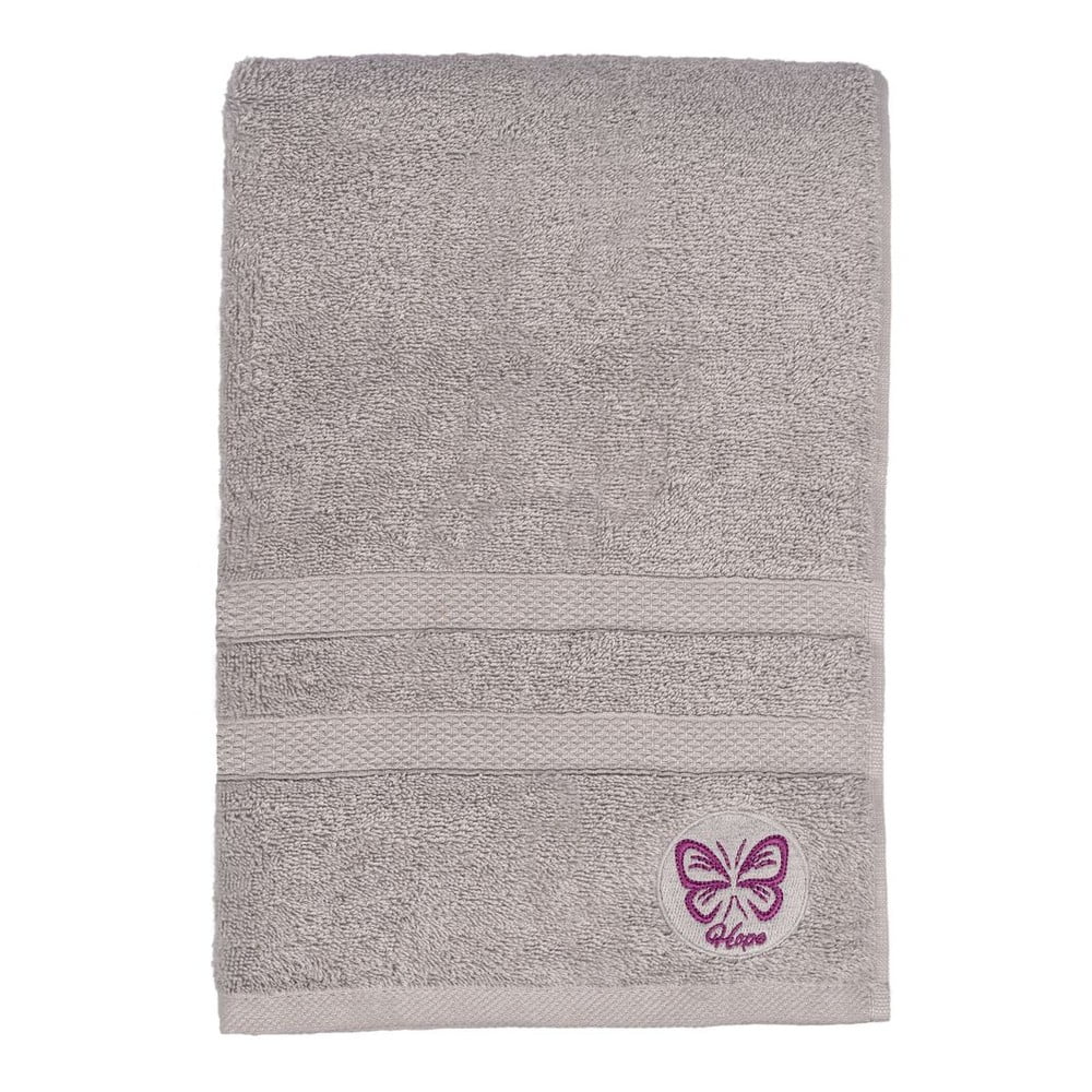 Szürke frottír pamut fürdőlepedő 70x140 cm Hope – Foutastic