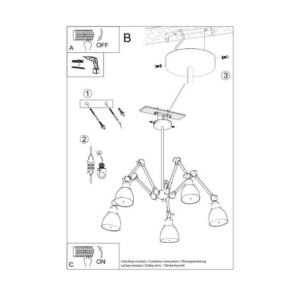 Fekete függőlámpa fém búrával 70x70 cm Matilda Shade - Sollux-image-4