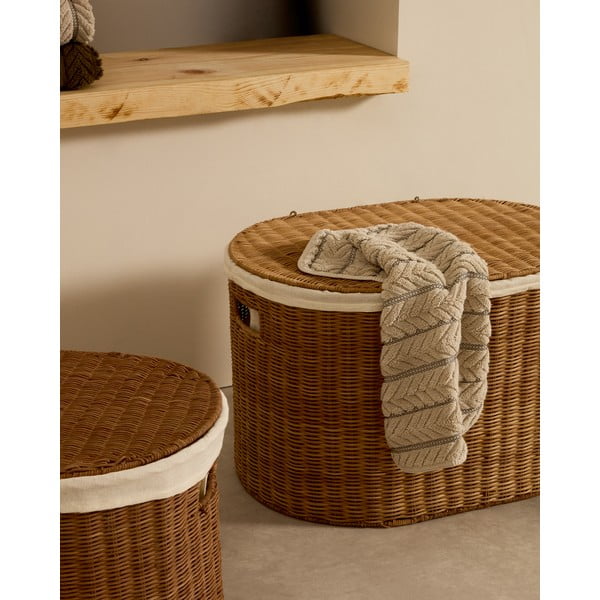 Rattan tárolókosár szett 2 db-os 50x36x32 cm Indali – Kave Home-image-2