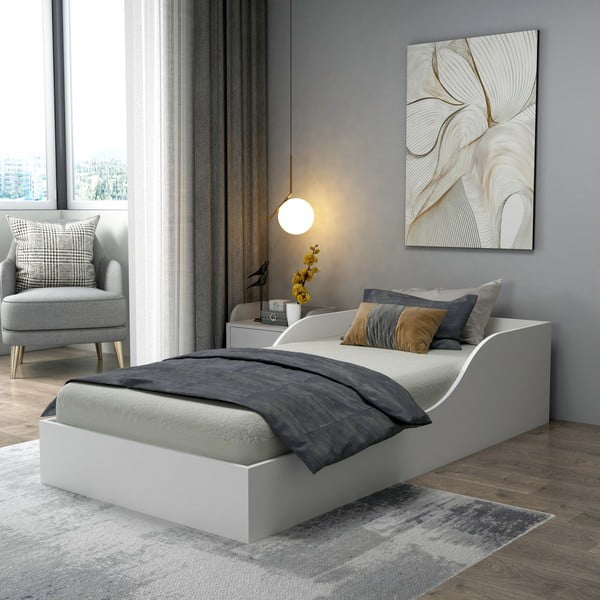 Fehér egyszemélyes ágy 90x190 cm Oya – Kalune Design-image-2
