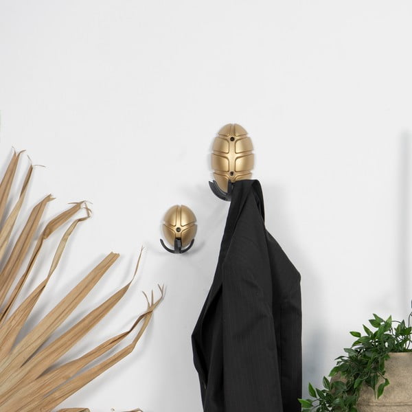 Fekete-aranyszínű fali műanyag akasztó Tick – Spinder Design-image-3