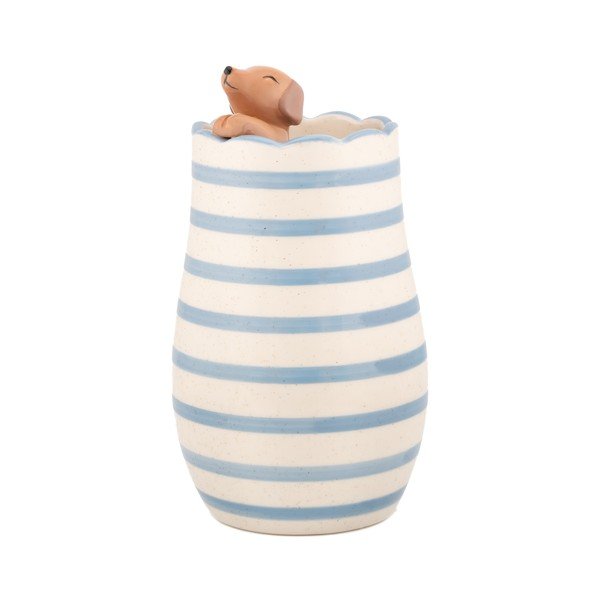 Fehér dolomit váza (magasság 18,5 cm) Peeking Sausage Dog – Sass & Belle