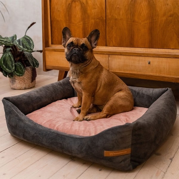 Rózsaszín-sötétszürke fekhely kutyáknak 75x85 cm SoftBED Eco L – Rexproduct-image-1