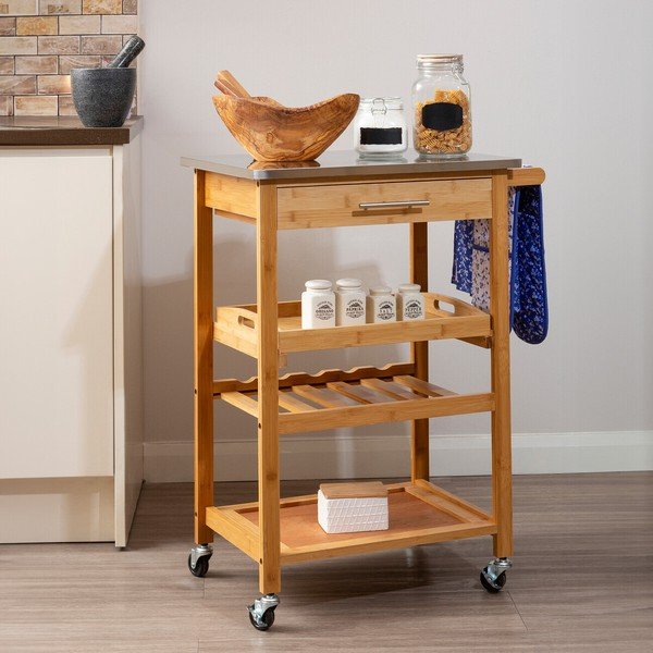 Bambusz gurulós zsúrkocsi 41x58 cm Harlow – Premier Housewares-image-2