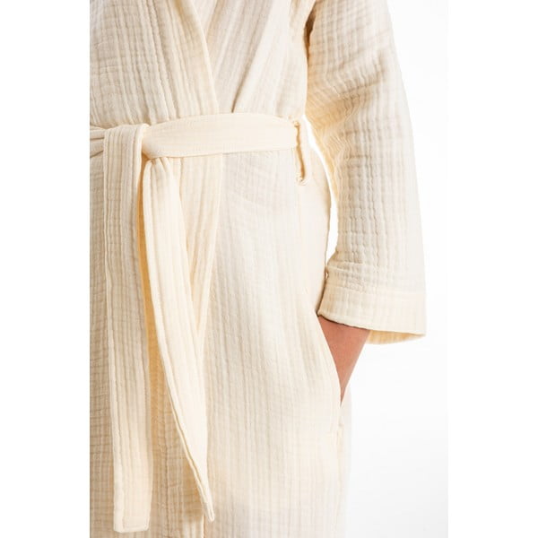 Krémszínű muszlin gyerek fürdőköpeny 5-6 év Muslin – Foutastic-image-1