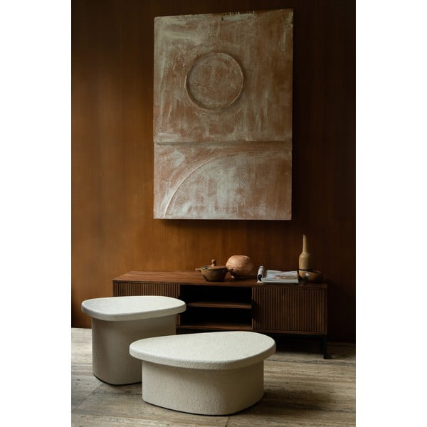 Bézs dohányzóasztal márvány dekorral 49x74 cm Veda – Dutchbone-image-1