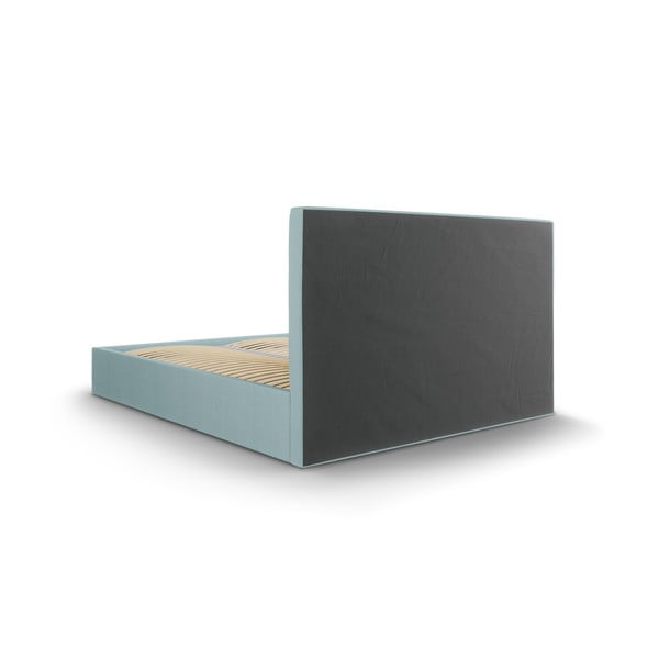 Világoskék kárpitozott franciaágy tárolóhellyel ágyráccsal 160x200 cm Juniper – Mazzini Beds-image-4