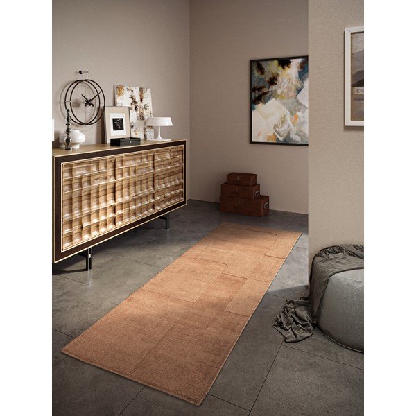 Barna kézi szövésű gyapjú futószőnyeg 80x250 cm Charlotte – Villeroy&Boch-image-1