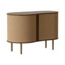 Barna-világosbarna komód tolóajtóval, tölgyfa dekorral 100x67x50 cm Audacious – UMAGE