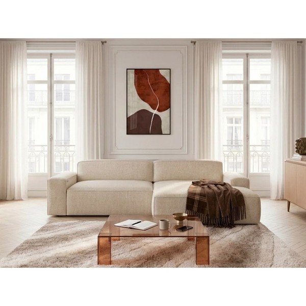 Bézs kinyitható-elektromos ülésállítással sarokkanapé (jobb oldali) Abel – Bobochic Paris-image-3