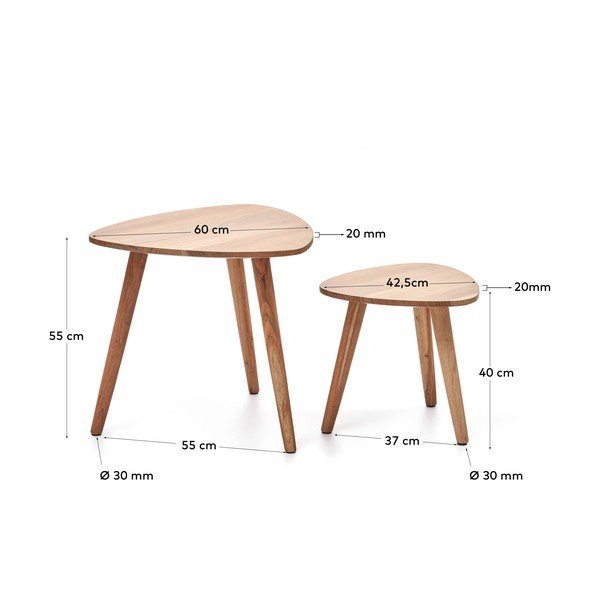 Akácfa tárolóasztal szett 2 db-os Eluana – Kave Home-image-4