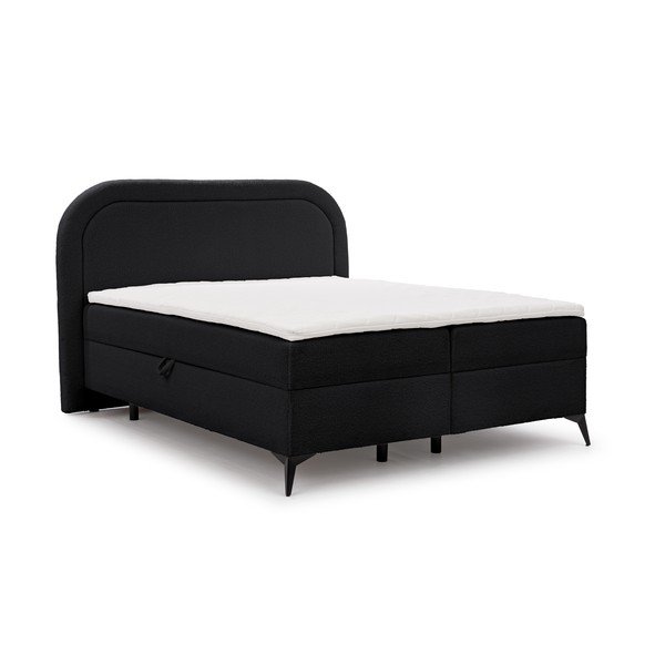 Fekete ágyneműtartós boxspring ágy 140x200 cm Ornes – Ropez