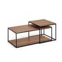 Barna dohányzóasztal szett diófa dekoros asztallappal, 2 db-os  50x100 cm Yoana – Kave Home