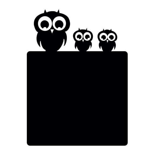 Chalk Owl Family fekete írható falmatrica