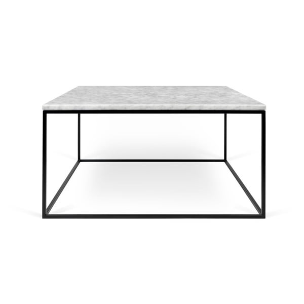 Gleam fehér márvány dohányzóasztal fekete lábakkal, 75 x 75 cm - TemaHome