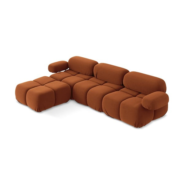 Narancssárga bársony moduláris sarokkanapé Lokua – Makamii-image-1