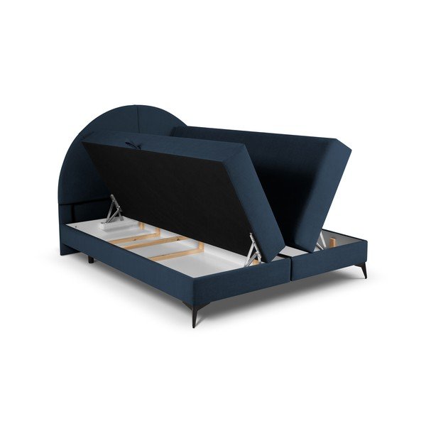 Sötétkék boxspring ágy tárolóhellyel 180x200 cm Sunset – Cosmopolitan Design-image-4