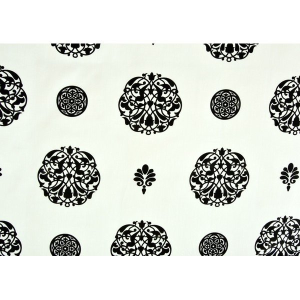 Fekete-fehér egyszemélyes pamut-szatén ágyneműhuzat 140x200 cm Ornament -image-1