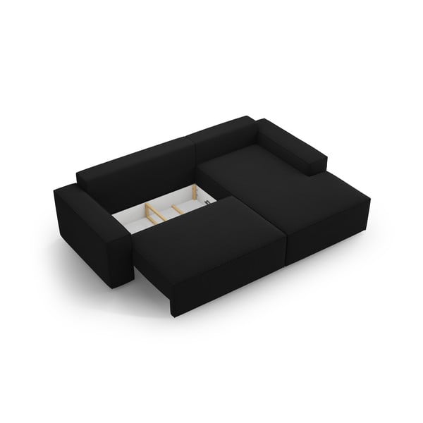 Fekete kinyitható sarokkanapé (jobb oldali) Jodie – Micadoni Home-image-4