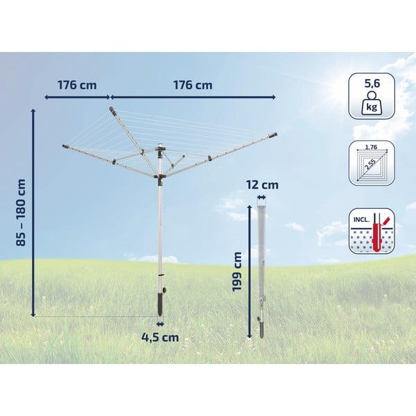 Ezüstszínű kerti ruhaszárító 50 m LinoLift 500 – LEIFHEIT-image-2