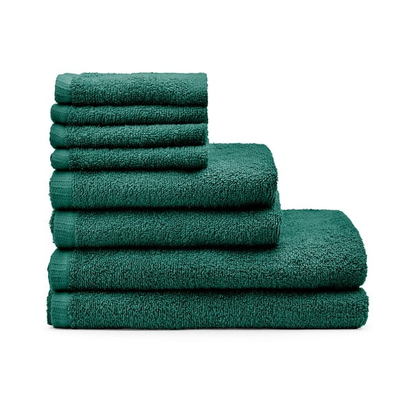 Sötétzöld gyorsan száradó-frottír pamut törölköző és fürdőlepedő készlet 8 db-os Quick Dry – Catherine Lansfield