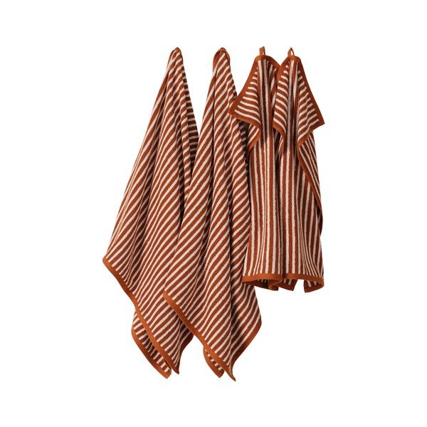 Konyakbarna-krémszínű pamut törölköző és fürdőlepedő készlet 4 db-os Dixie – Jotex