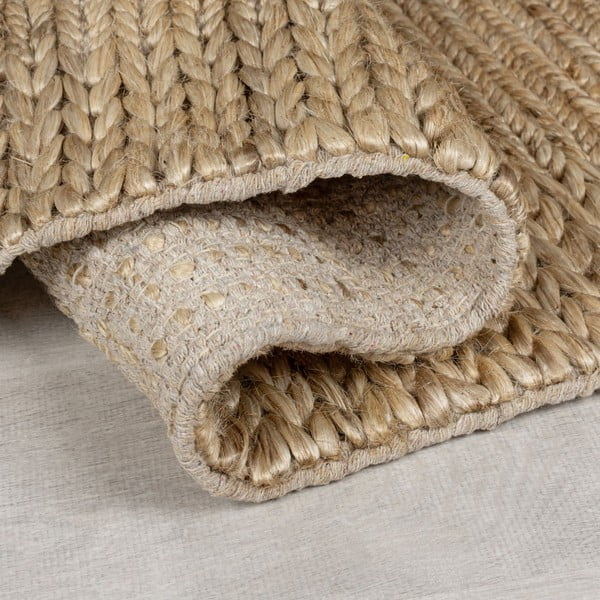 Natúr színű kézi szövésű kenaf szőnyeg 120x170 cm Drew Border – Flair Rugs-image-2