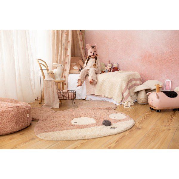 Világosbarna mosható kézi szövésű gyapjú gyerek szőnyeg 120x120 cm Miss Mighty Mouse – Lorena Canals-image-4