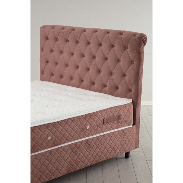 Rózsaszín ágyneműtartós boxspring ágy 140x200 cm Sonata – Kalune Design-image-3