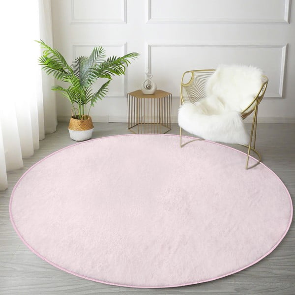 Világos rózsaszín mosható-robotporszívóval tisztítható kerek szőnyeg ø 80 cm Comfort – Mila Home-image-1