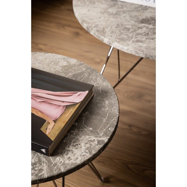 Szürke márvány kerek dohányzóasztal ø 80 cm Prunus – Actona-image-2