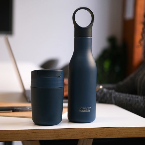 Sötétkék rozsdamentes acél utazó ivópalack 500 ml Loop – Joseph Joseph-image-3