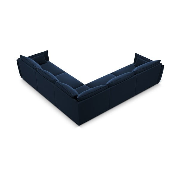Sötétkék bársony sarokkanapé Vanda – Mazzini Sofas-image-3