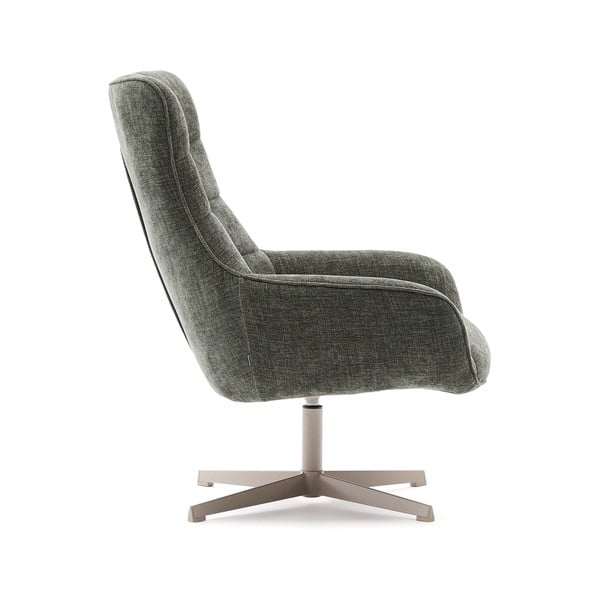 Szürkészöld forgó zsenília fotel Teryl – Kave Home-image-2
