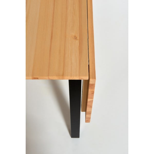 Brisbane bővíthető borovi fenyő étkezőasztal fekete konstrukcióval, 120 (200) x 70 cm - Bonami Essentials-image-3