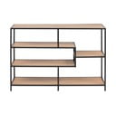 Fekete-natúr színű könyvespolc tölgyfa dekorral 114x78 cm Seaford – Actona