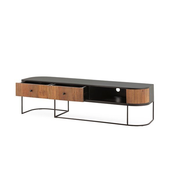 Natúr színű mangófa TV-állvány 160x45x40 cm Curve – MOME-image-3