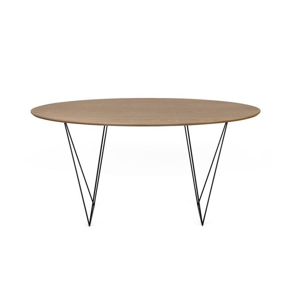 Row diófamintás étkezőasztal fekete lábakkal, Ø150 cm - Symbiosis-image-1