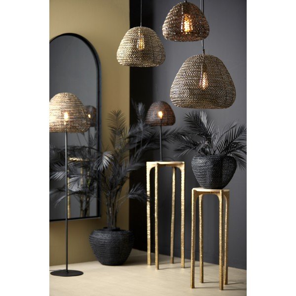 Matt fekete-bronzszínű állólámpa fém búrával (magasság 162 cm) Finou – Light & Living-image-1