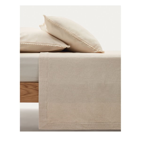 Bézs pamut ágytakaró franciaágyra 180x250 cm Bedar – Kave Home